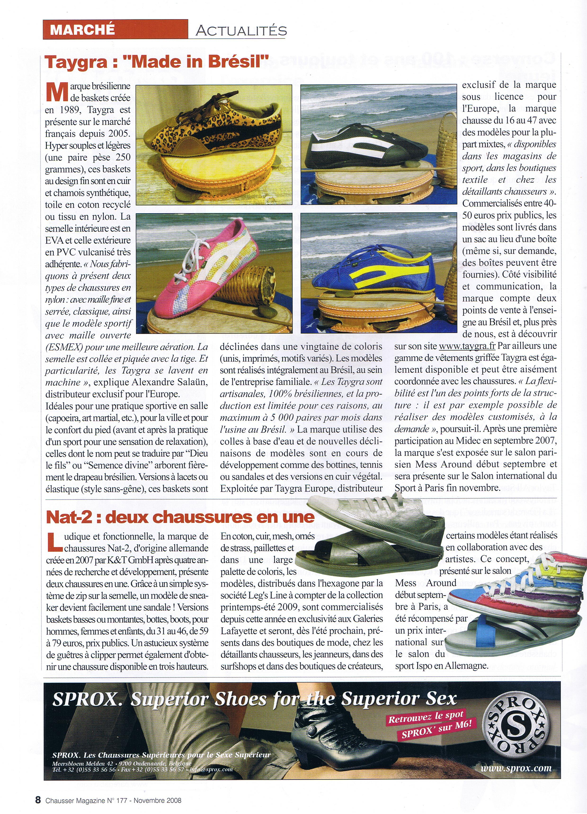 taygra chaussures du Brésil dans la revue magazine spécialisé chausser