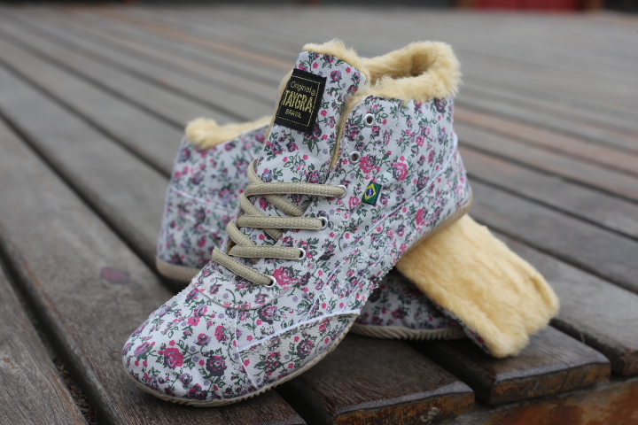 TAYGRA bottine pour l'hiver avec doublire en fourrure Montante florale avec fourrure
